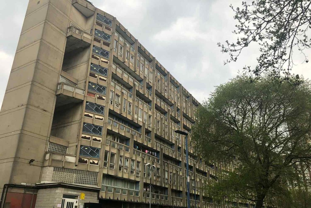 The design of Robin Hood Estate is iconic in brutalist architecture 