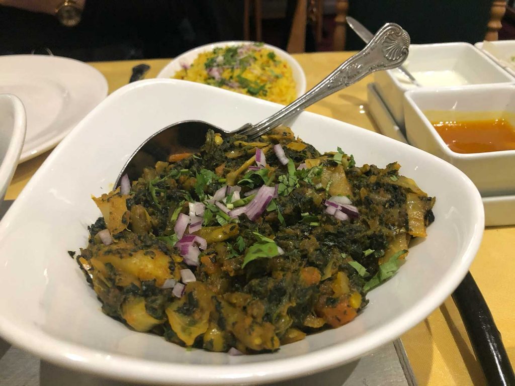 Bowl of vegetable saag from Ravaa Fine Fusion