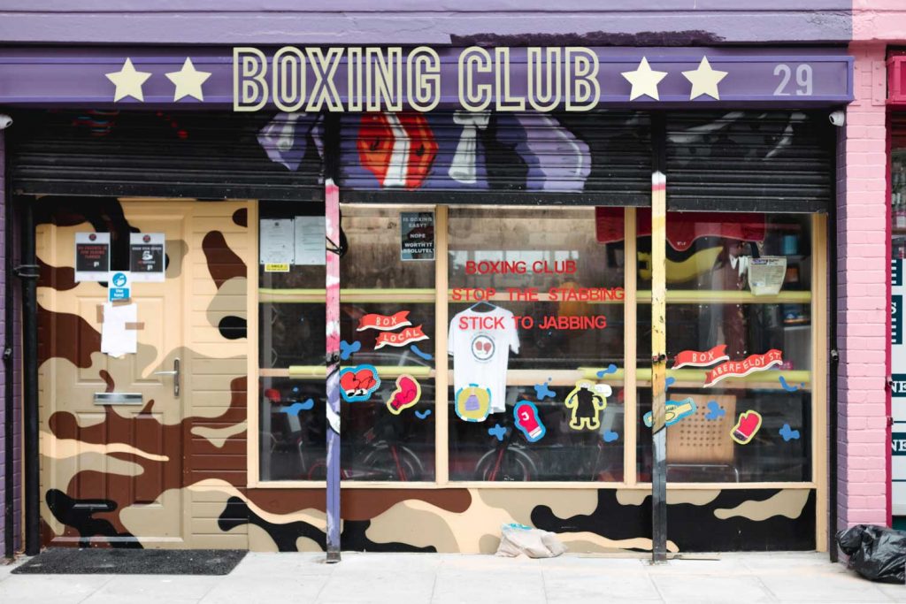 The purple shop front of Aberfeldy Boxing Club