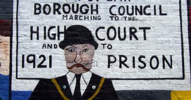 Painted mural of George Lansbury, the Labour councillor who led the Poplar Rates Rebellion.