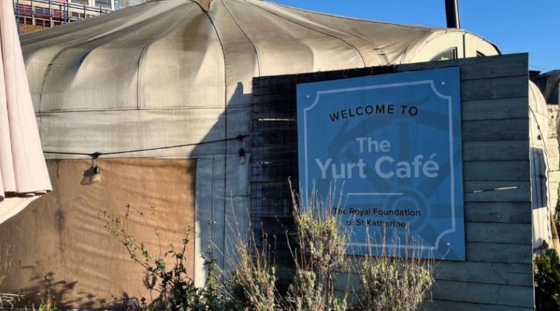 Outside the Yurt Café on a sunny day in East London